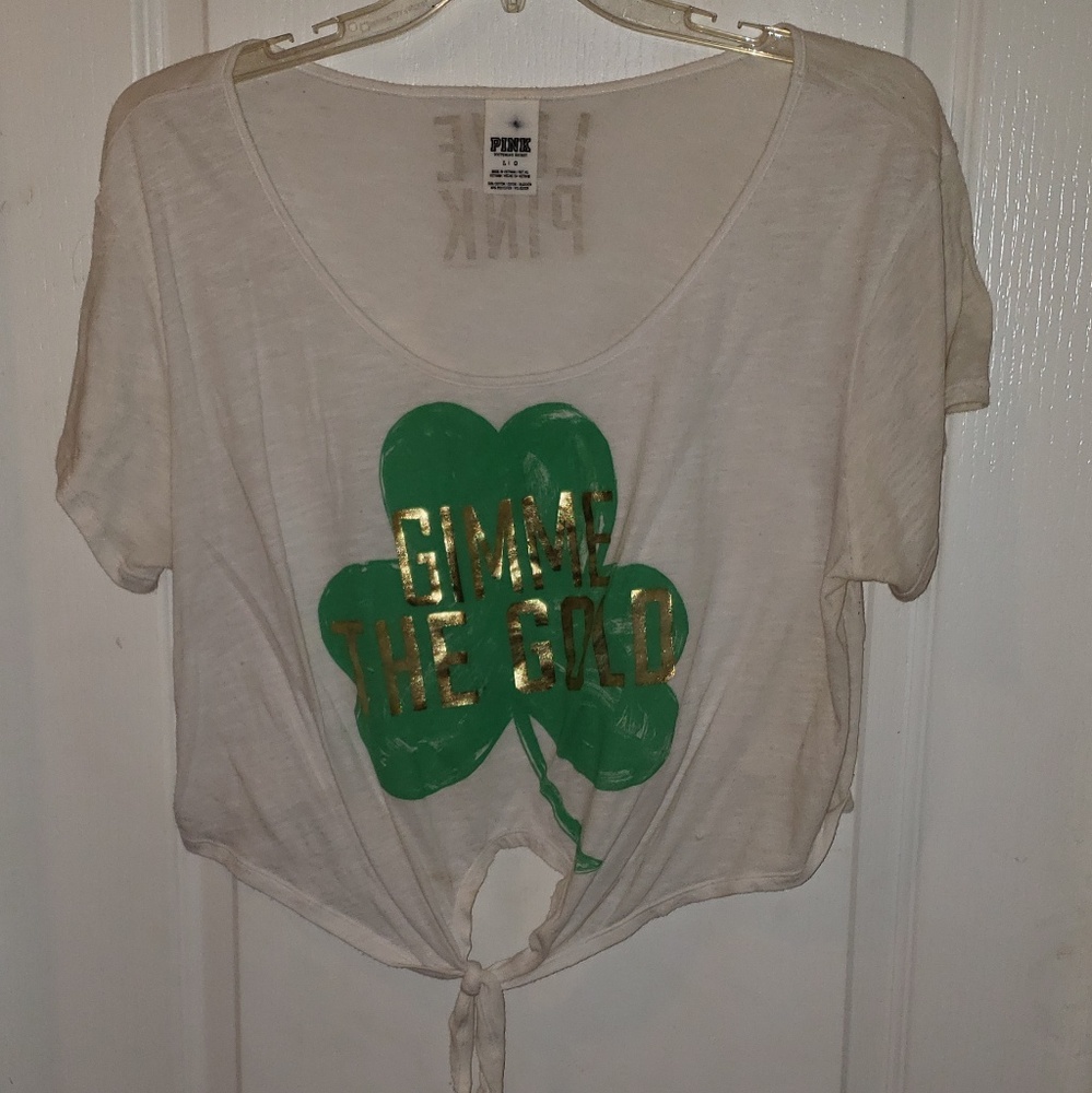 Pink by VS shamrock crop top large